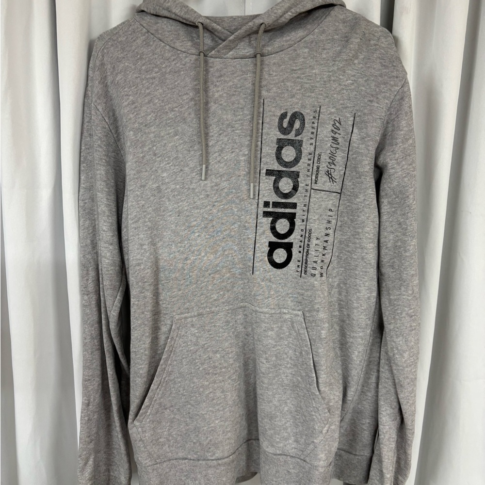 Adidas Men's Gray Hoodie with Black Logo